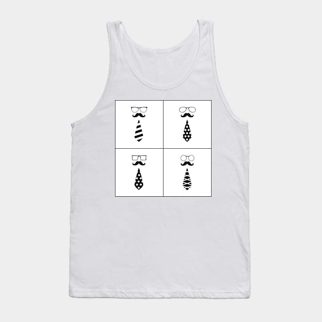 Clerk with mustaches and eyeglasses caricature Tank Top by SooperYela
